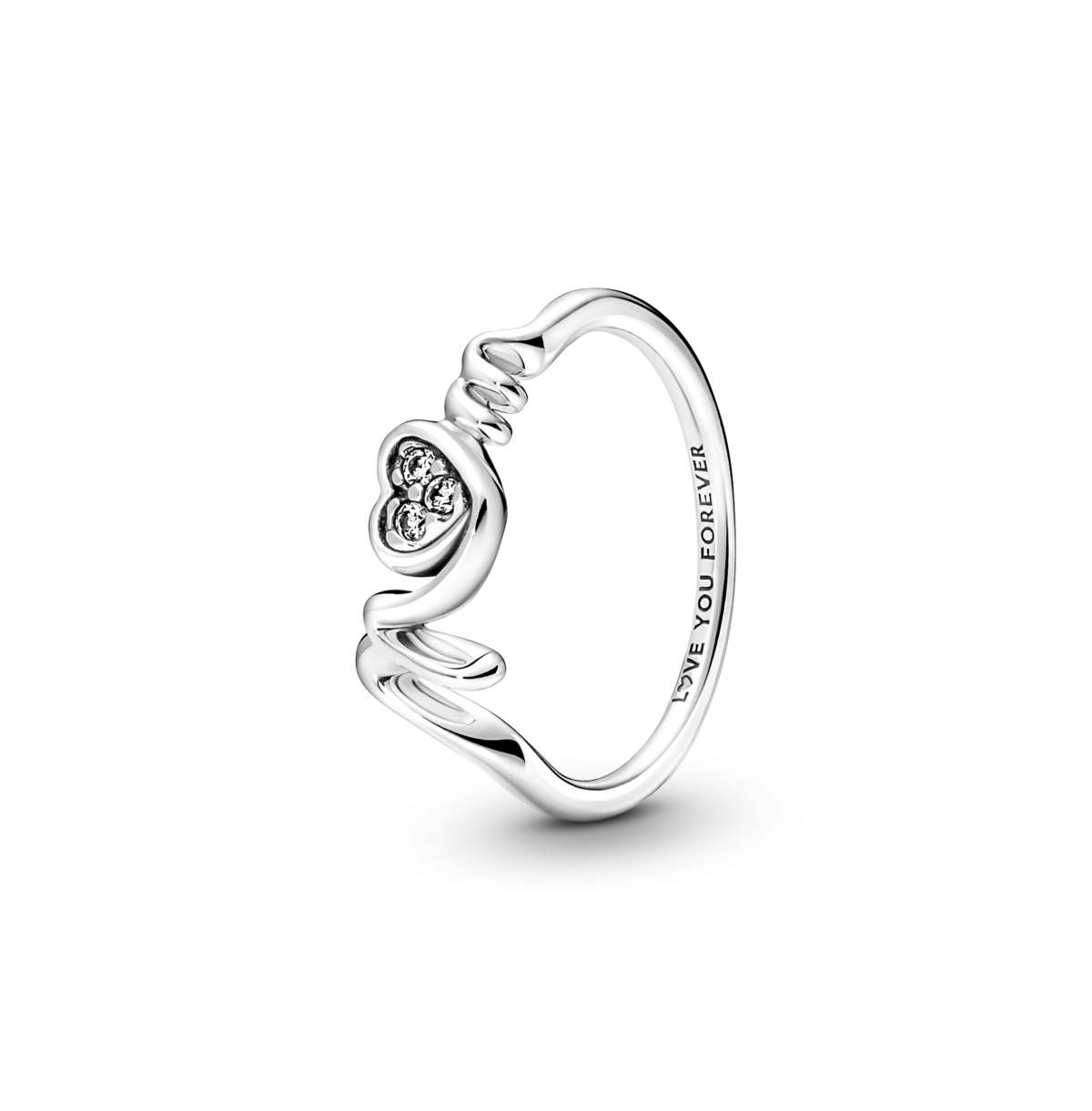 Cubic Zirconia Moments Mom Pave Heart Ring - Silver