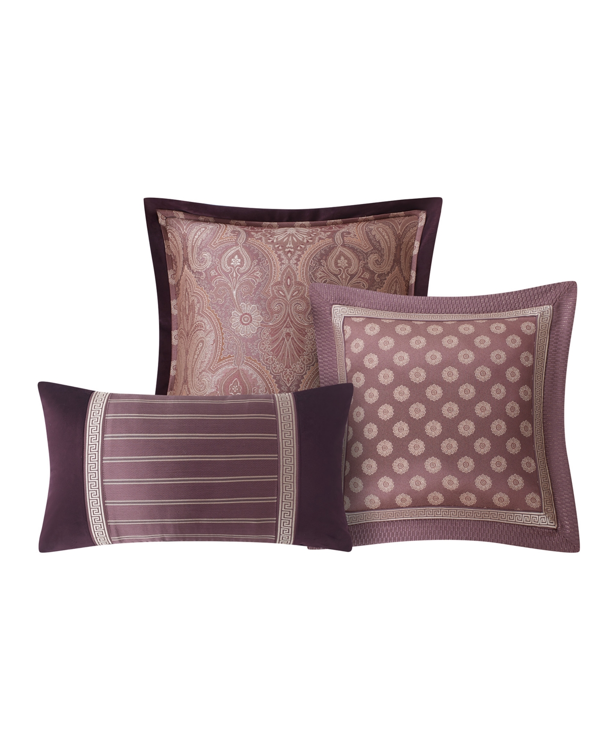 Waterford Set Of 3 Tabriz Decorative Pillows In Wine