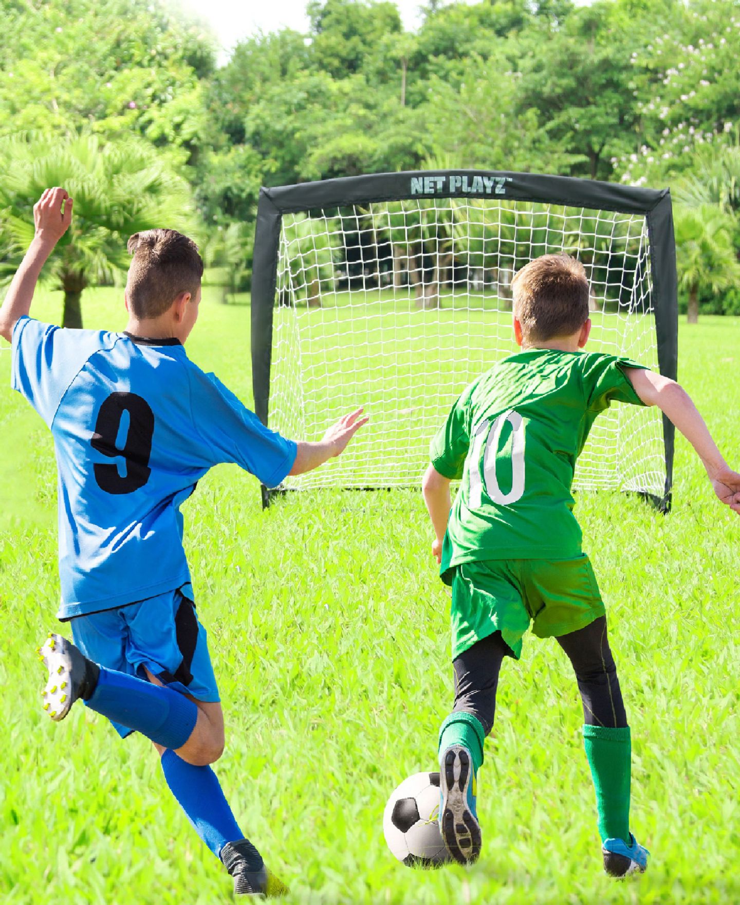 Детские игрушки NET PLAYZ Easy Playz Pop-up Portable Fiberglass Soccer Goals, 2-Piece Set, Ages 3+ — фото 5