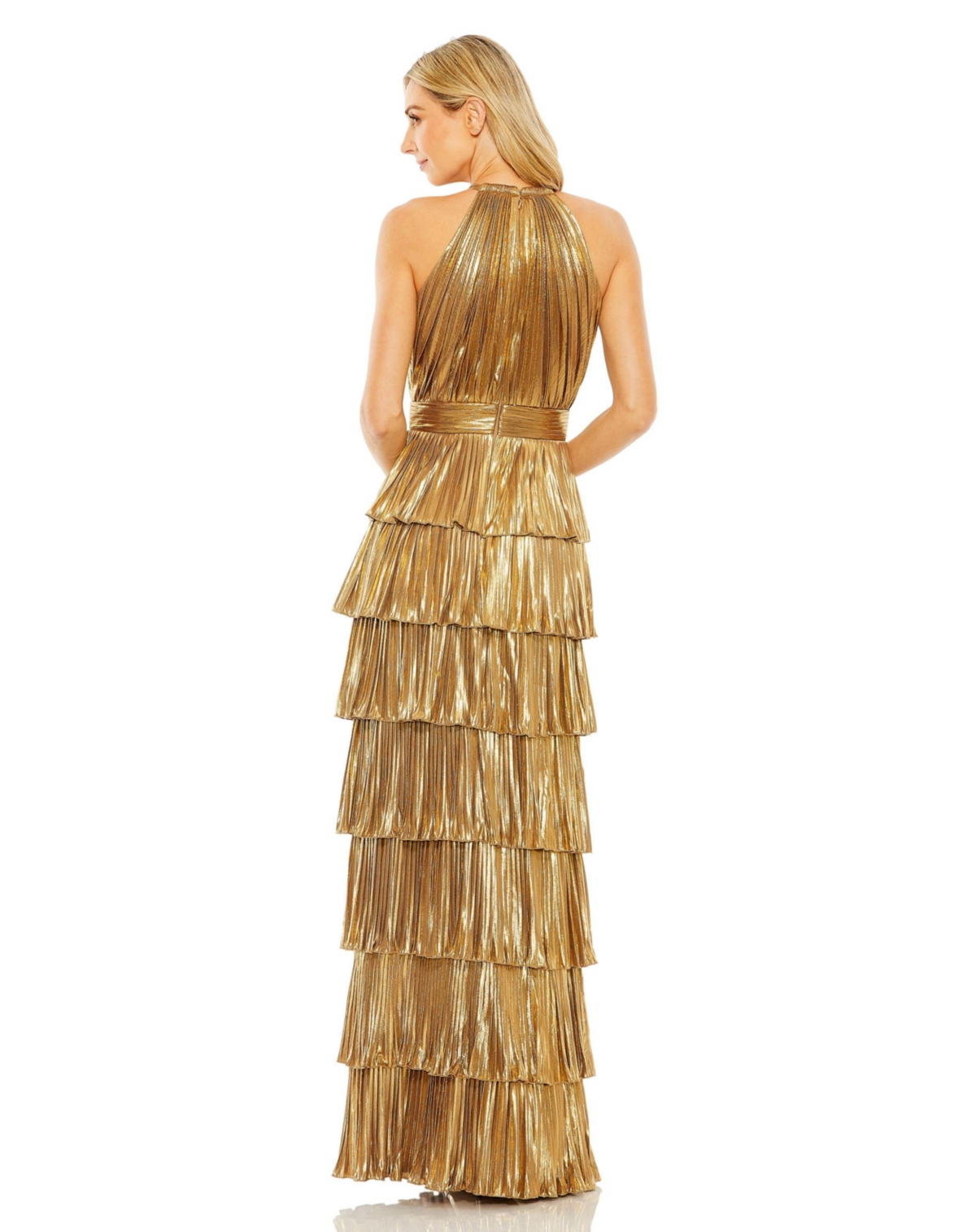 Women's Ieena Heat Pleated Tiered Ruffle Metallic Gown