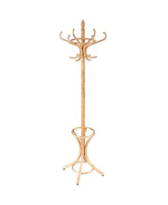 Wood Standing Hat Coat Rack with Umbrella Stand