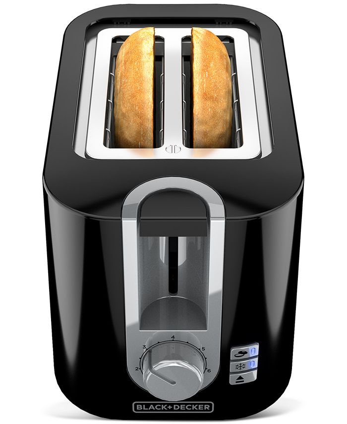 BLACK+DECKER 2-Slice Black Wide Slot Toaster with Temperature