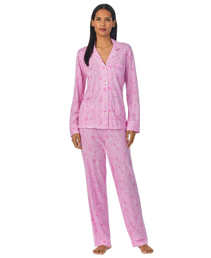 Buy Ralph Lauren Laurel Stretch Silk Long Sleeve Pajama Set - Dark