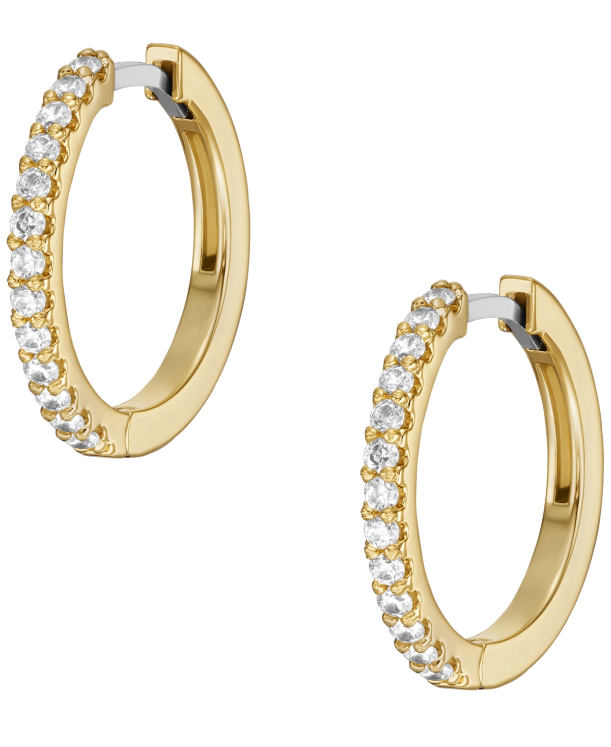 Shop Fossil All Stacked Up Gold-tone Brass Glitz Hoop Earrings