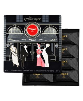 Maxim's De Paris Tin Box Dark Chocolate Crepe Lace Cookies, 16