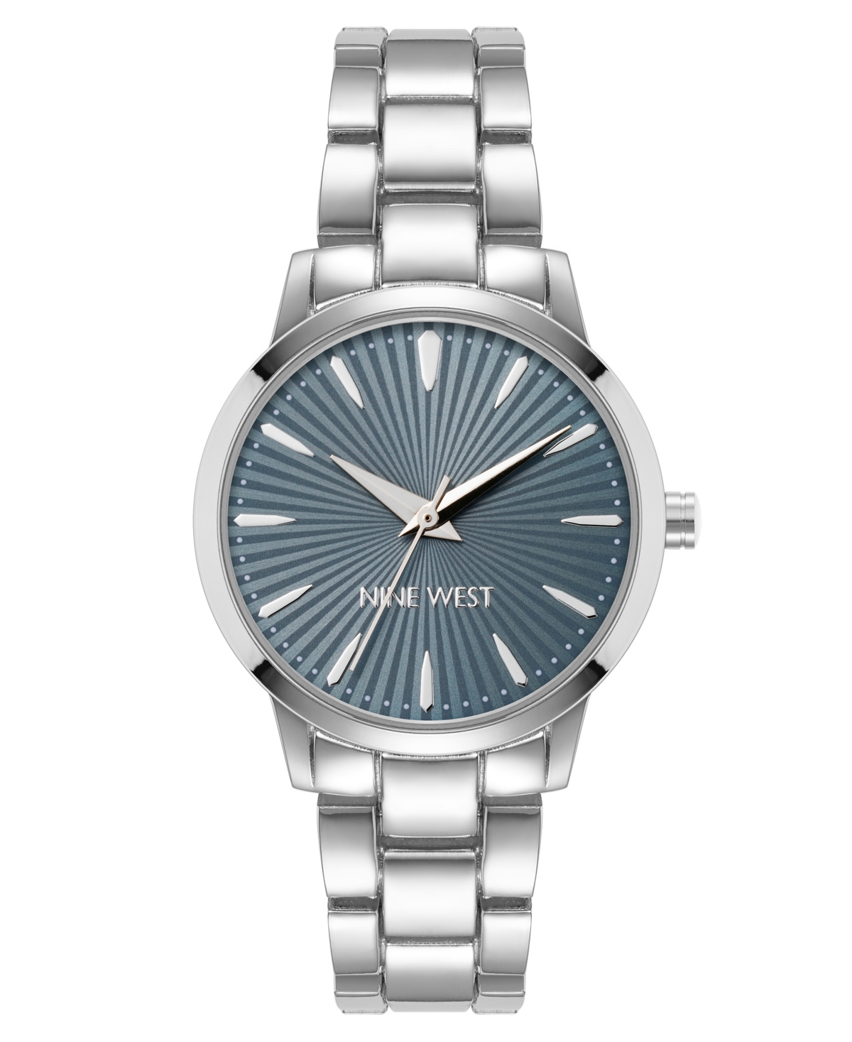 Nine West Women's Quartz Silver-tone Alloy Link Bracelet Watch, 32mm In Gray,silver-tone
