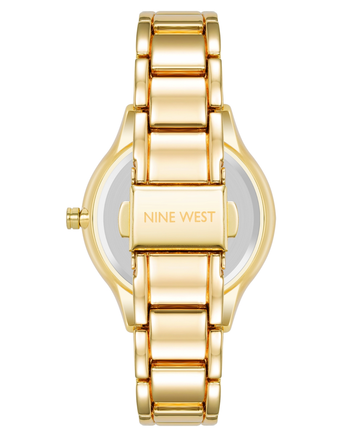 Nine West Women's Quartz Gold-Tone Alloy Link Bracelet withWatch, 35mm - Green, Gold-Tone