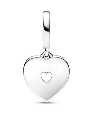 Mixed Stone Pearlescent White Heart Double Dangle Charm