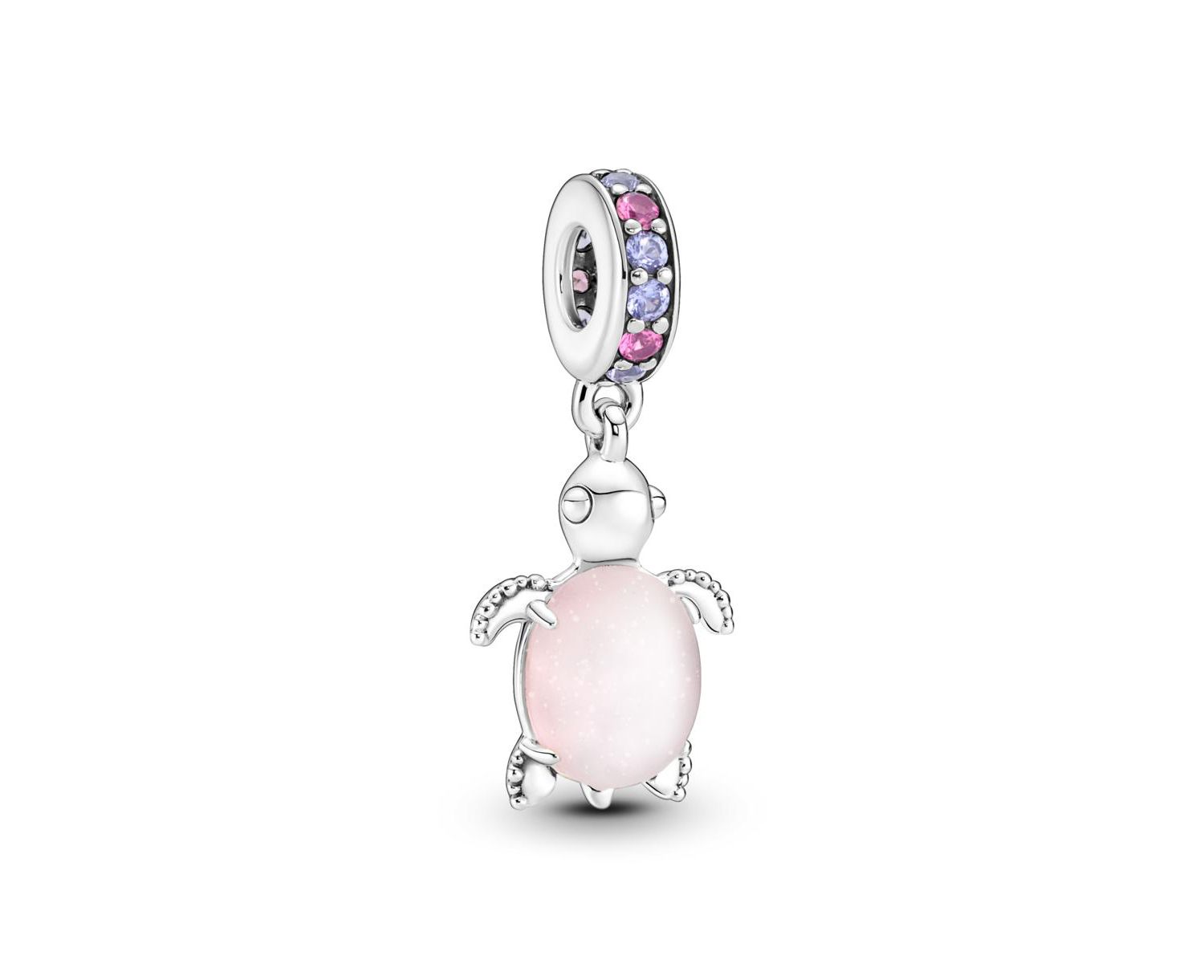 Manmade Crystals Murano Glass Pink Sea Turtle Dangle Charm