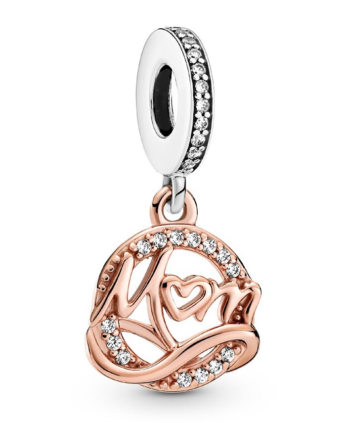 Pandora Cubic Zirconia Two-Tone Mom Dangle Charm - Macy's