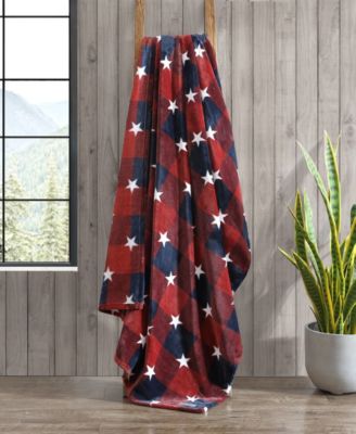 Americana Plaid Ultra Soft Plush Fleece Throw, 70 x 50
