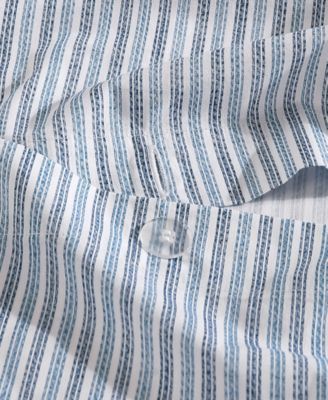 Ticking Stripe Cotton Percale 3 Piece Duvet Cover Set, King