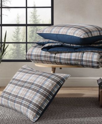 Eddie Bauer Rugged Plaid Micro Suede Reversible Duvet Cover Sets In Beige Brown