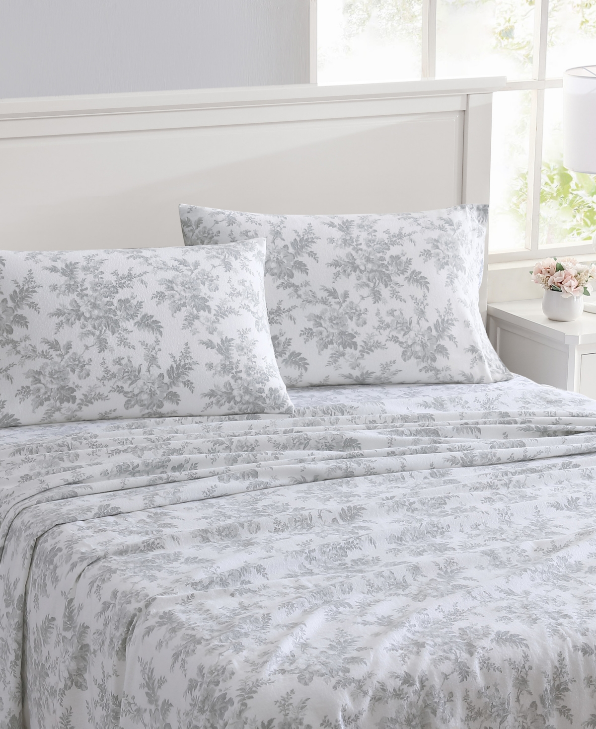 Laura Ashley Cotton Flannel 3 Piece Sheet Set, Twin