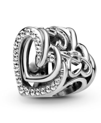 Cubic Zirconia Sparkling Entwined Hearts Charm