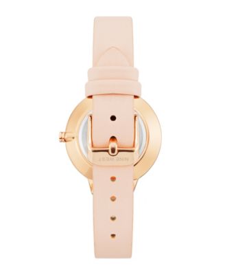Women's Quartz Blush Pink Faux Leather Band and Floral Pattern Watch, 38mm