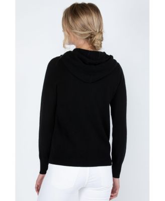 Women's 100% Pure Cashmere Long Sleeve Zip Hoodie Cardigan Sweater