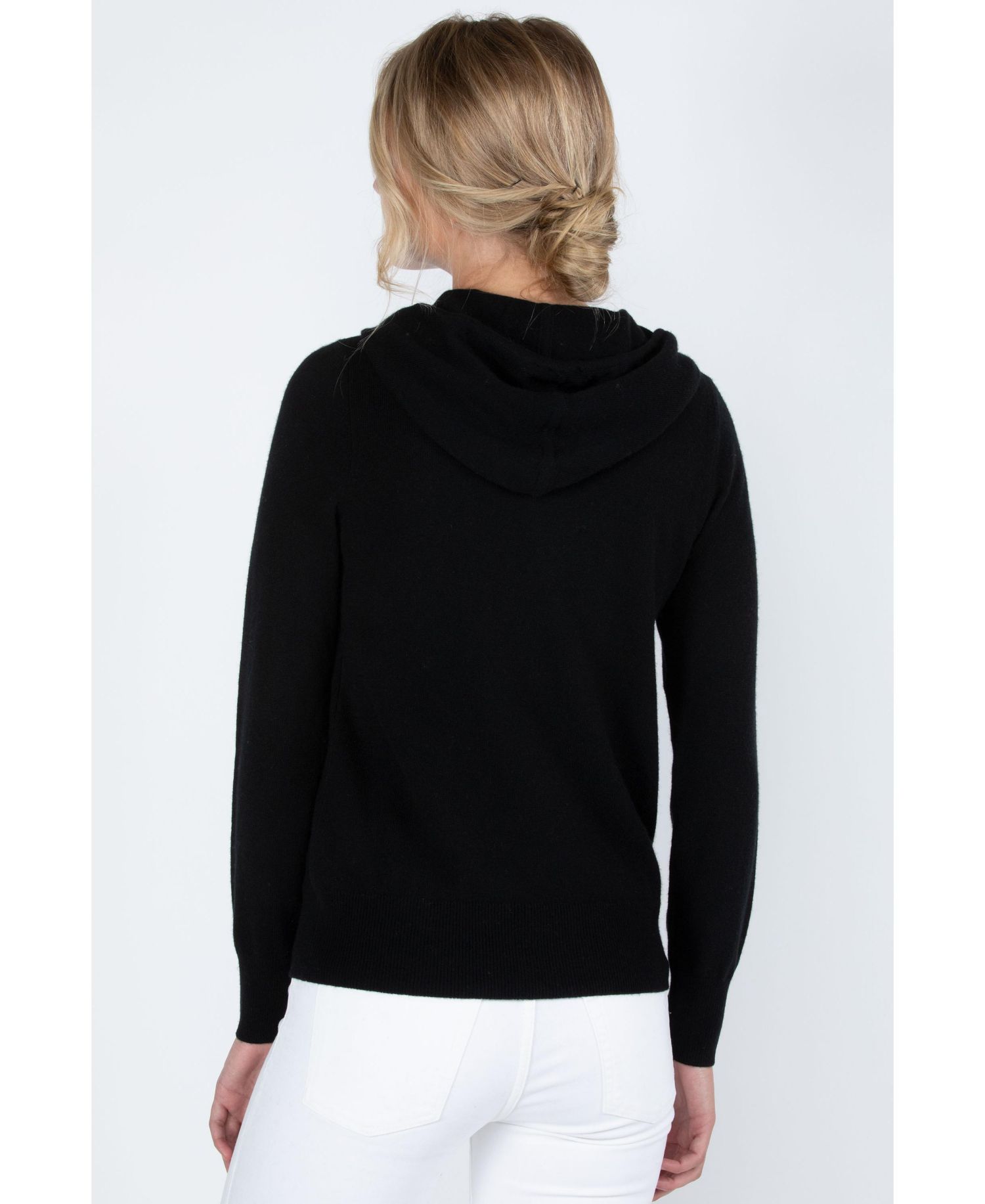 Women's 100% Pure Cashmere Long Sleeve Zip Hoodie Cardigan Sweater