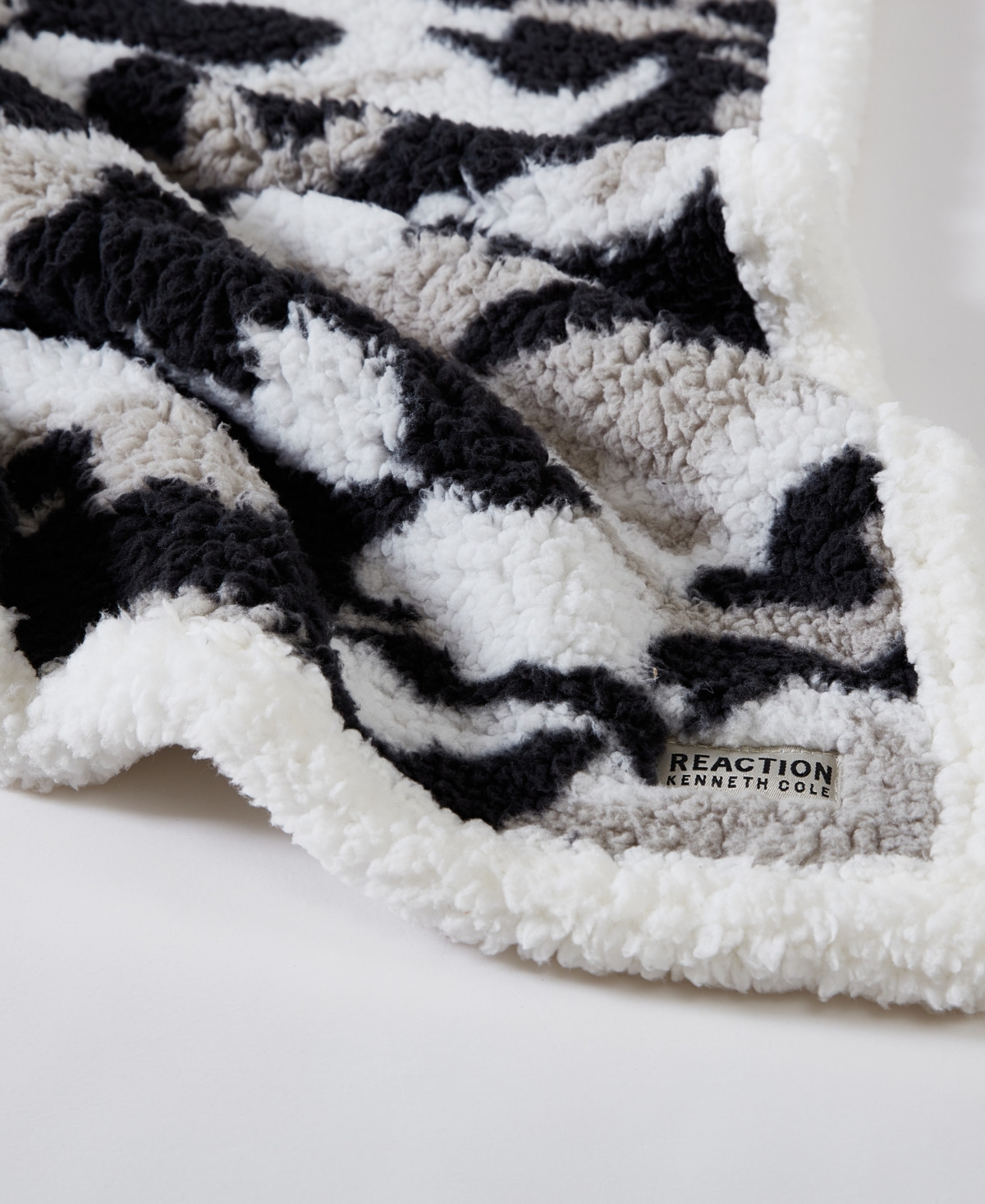 Shop Kenneth Cole Reaction Blend Out Sherpa Throw, 60" X 50" In Warm Gray,black