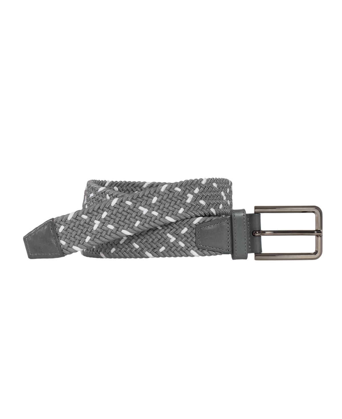 Johnston & Murphy Men's Woven Stretch Knit Belt In Gray,white