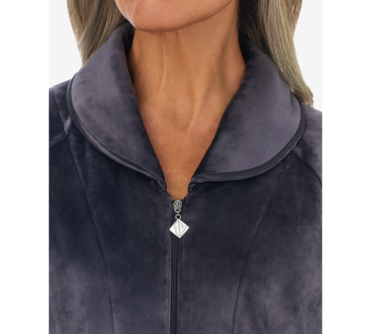 Eileen West Women's Zip-Front Velour Ballet Robe