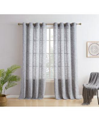 Madison Faux Linen Textured Semi Sheer Privacy Sun Light Filtering Transparent Window Grommet Long Thick Curtains Drapery Panels for Bedroom & Living Room, 2 Panels