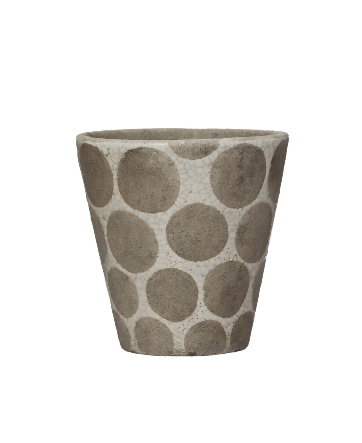 Terra-Cotta Planter with Wax Relief Dots - Greige