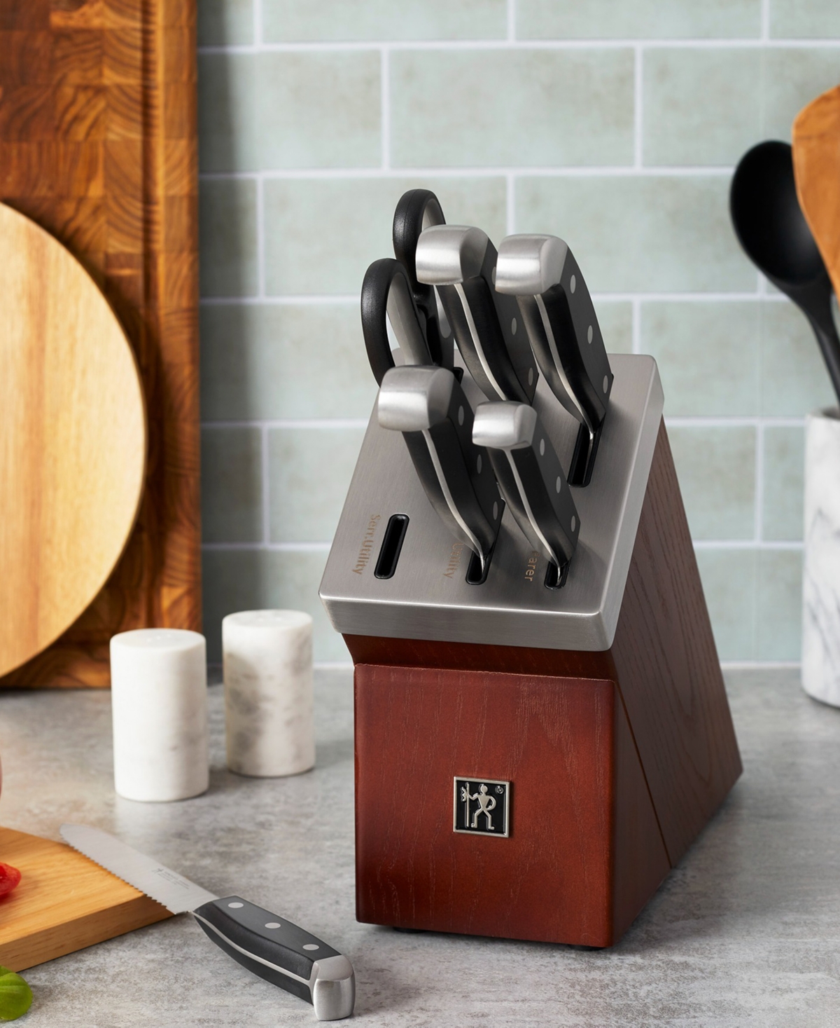 Shop J.a. Henckels Statement 7-piece Self-sharpening Knife Block Set In Brown