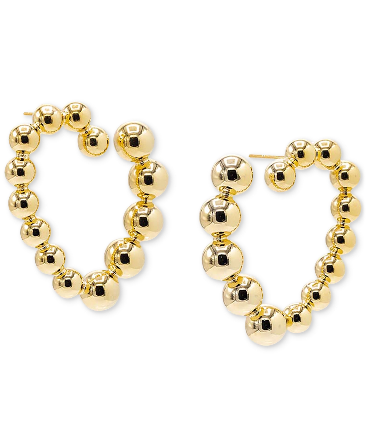 14k Gold-Plated Beaded Open Heart Drop Earrings - Gold