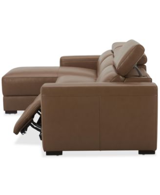 Nevio 115" 3-Pc. Leather Sectional with 1 Power Recliner,  Headrests and Chaise, Created For Macy's