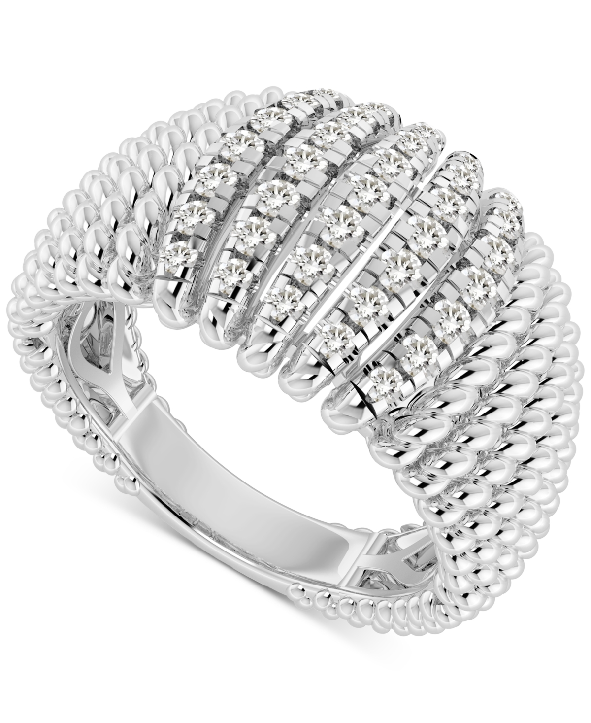 Macy's Diamond Vertical Row Cluster Dome Ring (1/2 Ct. T.w.) In 14k White Gold