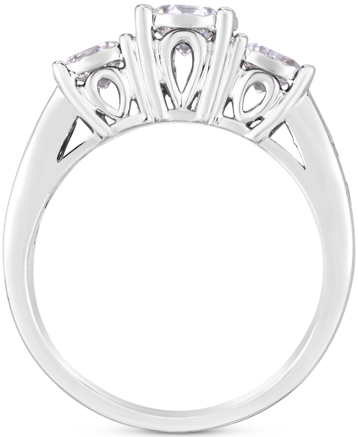 Macy's Diamond Three Stone Channel-set Engagement Ring (1-1/2 Ct. T.w.) In 14k White Gold In White Gold
