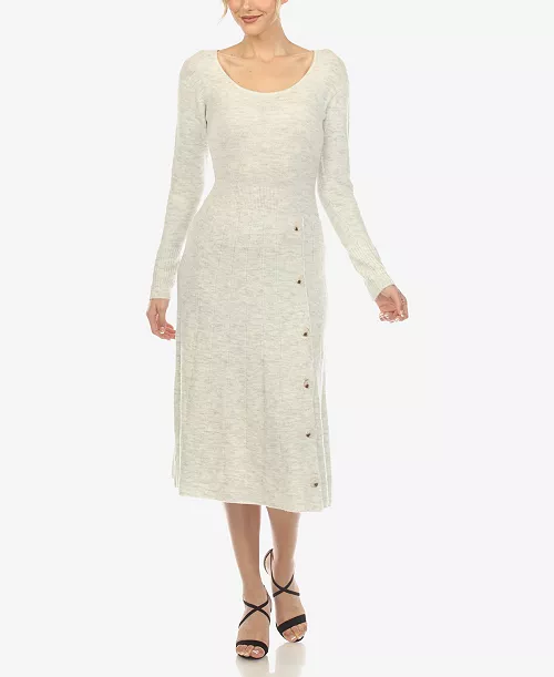 women's scoop neck fit and flare sweater dress