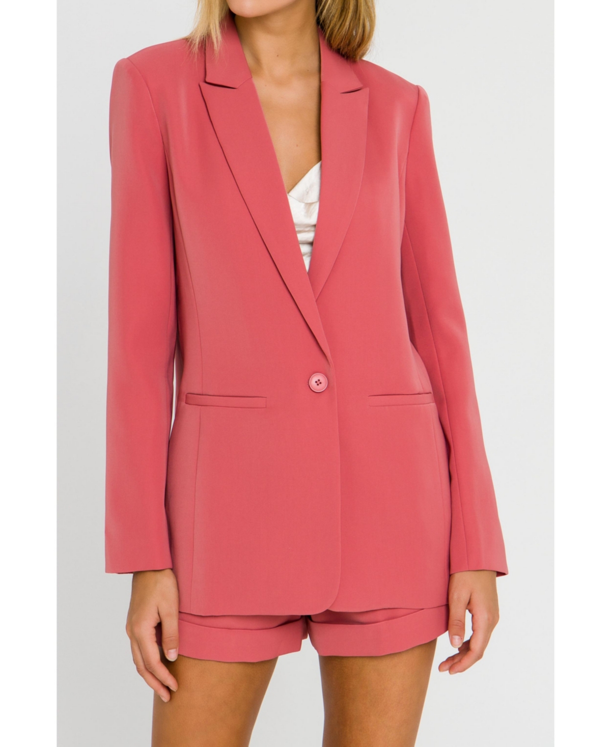 Women's Single-Breasted Blazer - Dusty rose