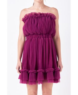 Women's Strapless Mini Tulle Dress