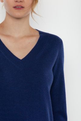 Women's 100% Pure Cashmere Long Sleeve Ava V Neck Pullover Sweater
