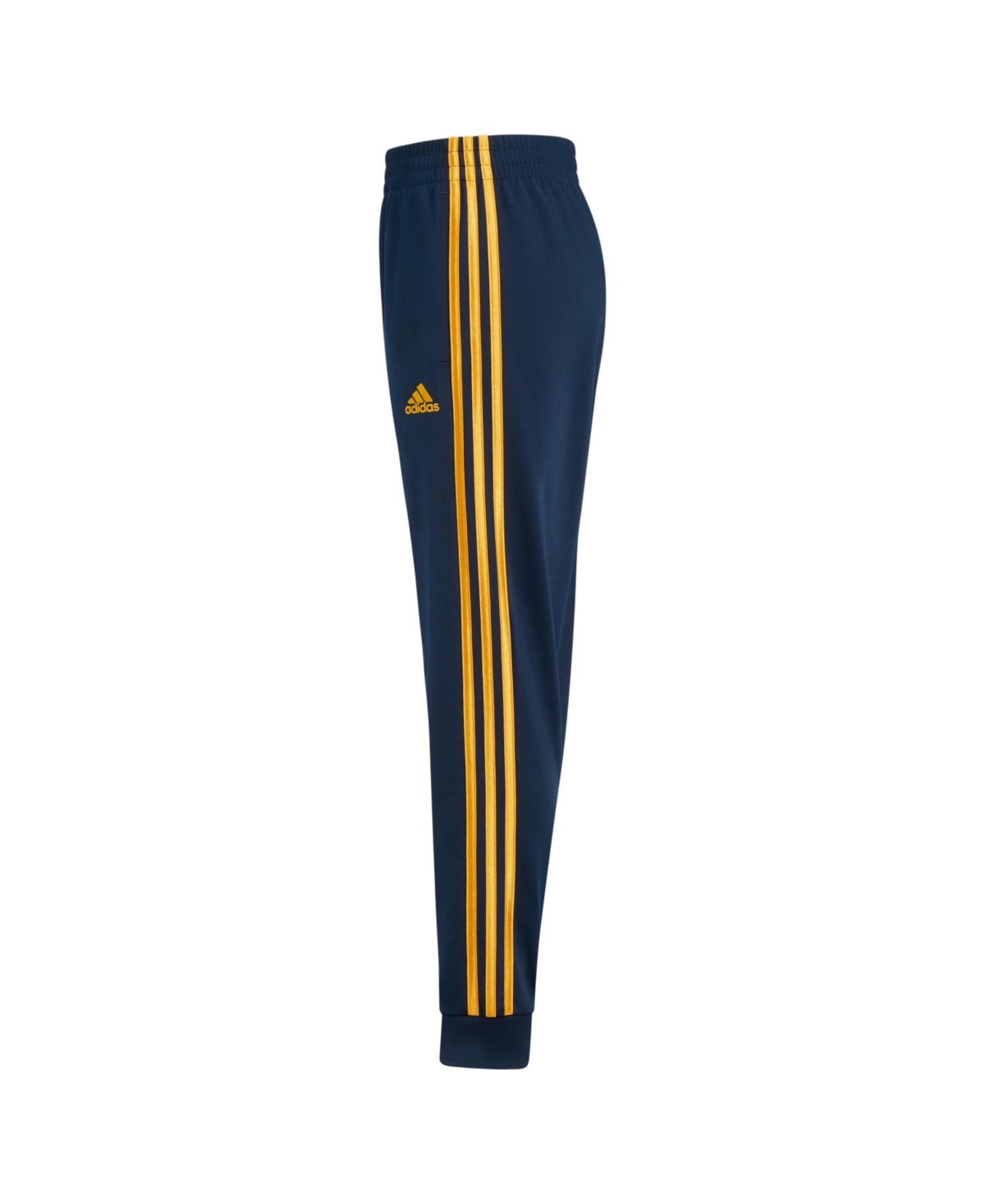 Shop Adidas Originals Big Boys Elastic Waistband Classic 3-stripe Tricot Joggers In Collegiate Navy With Active Gold