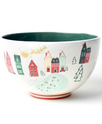 Christmas in the Village Scene 9" Footed Bowl