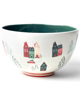 Christmas in the Village Scene 9" Footed Bowl