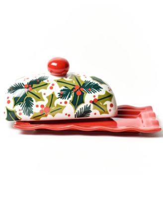 Balsam and Berry Holly Ruffle Domed Butter Dish