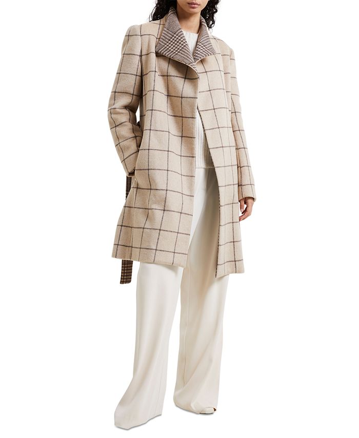 French Connection Women's Fran Plaid Belted Coat - Macy's