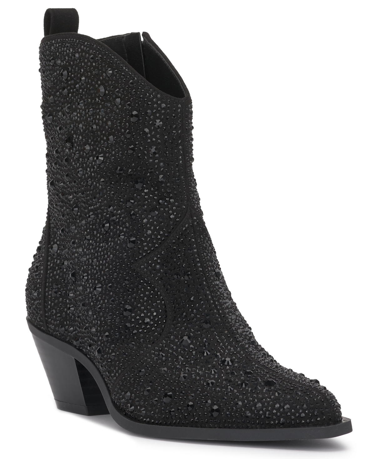 Jessica Simpson Oviedo 2 Embellished Booties In Black Faux Suede