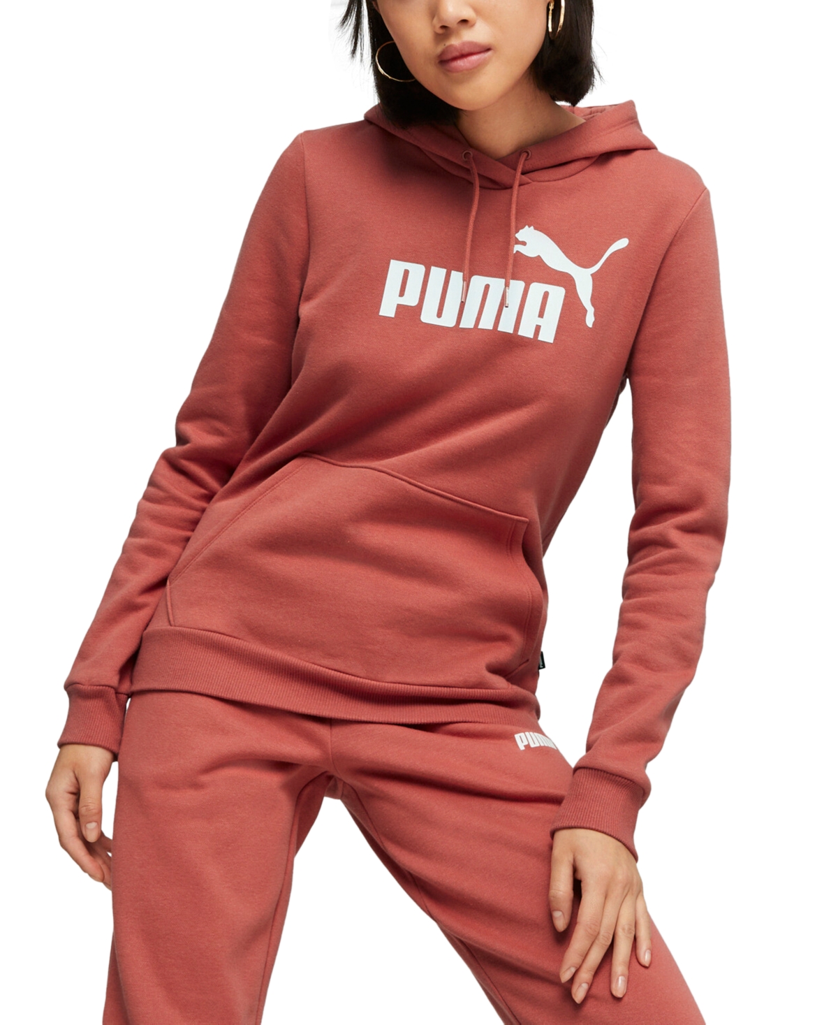 Puma Women's Essentials Logo Fleece Sweatshirt Hoodie In Astro Red