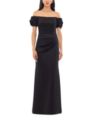 XSCAPE - Women's Off-The-Shoulder Floral-Sleeve Dress