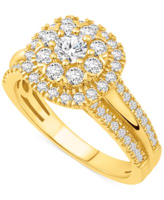 Macy's - Diamond Halo Cluster Engagement Ring (1 ct. t.w.) in 14k Gold