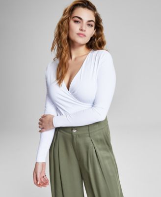 And Now This - Women's Surplice Second-Skin Long-Sleeve Bodysuit