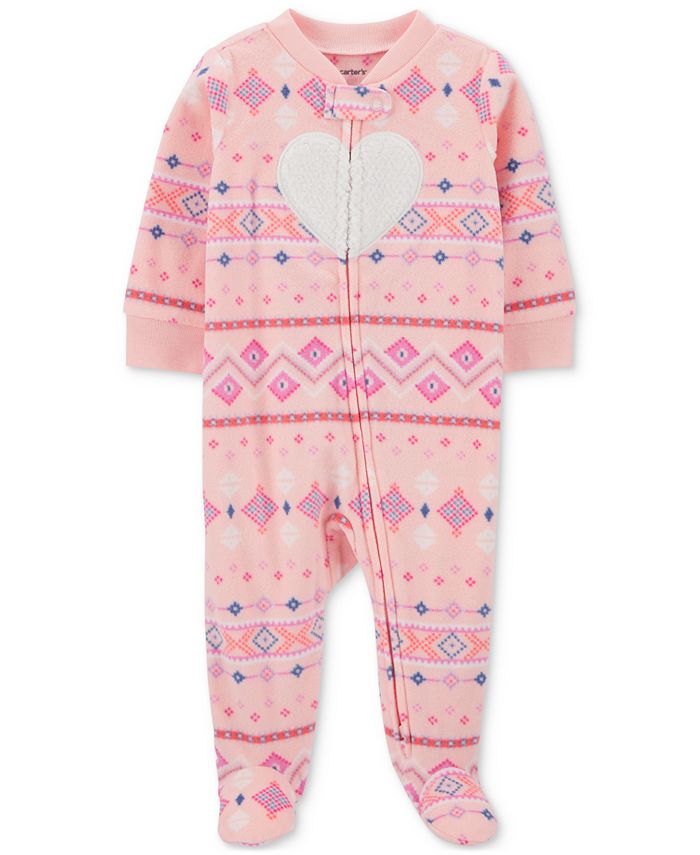 Carter s Baby Girls Fair Isle Zip Up Fleece Sleep Play Footed