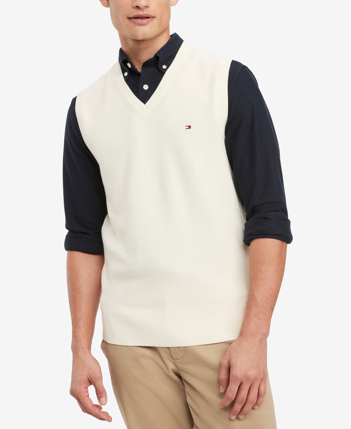 Tommy Hilfiger Men's Ricecorn V-neck Cotton Sweater Vest In Calico