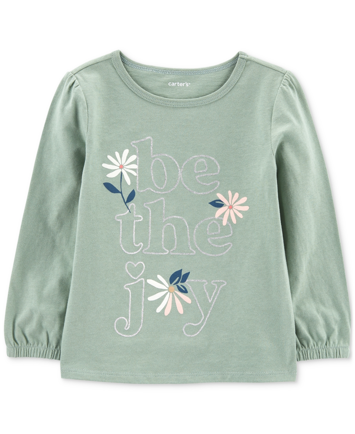 Carter's Babies' Toddler Girls Be The Joy Cotton Graphic T-shirt In Green