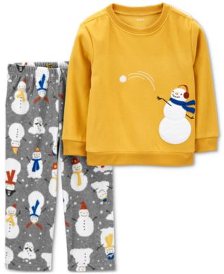 Carter's - Toddler Boys Snowman Top and Fleece Pants Pajamas, 2 Piece Set